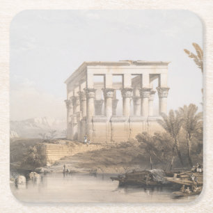 Trajan's kiosk, hypaethral-tempel bij Philae Egypt Vierkante Kartonnen Onderzetter