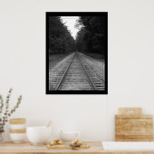 Trajecten van de zwarte en witte spoorweg poster (Keuken)