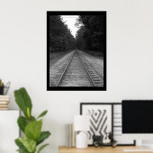 Trajecten van de zwarte en witte spoorweg poster (Thuiskantoor)