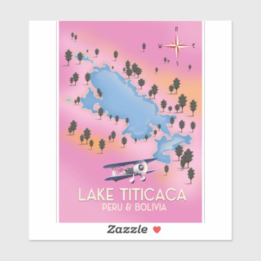 Trajectkunst van het meer van Titicaca, peru, Boli Sticker (Vel)