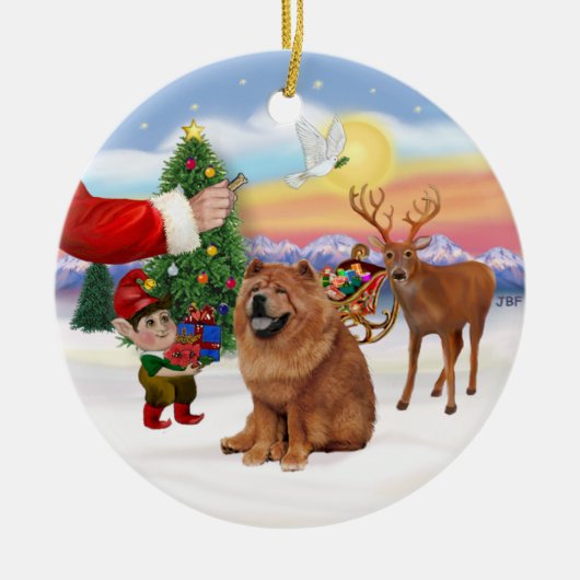 Traktatie voor een Chow Chow (rood) Keramisch Ornament (Voorkant)