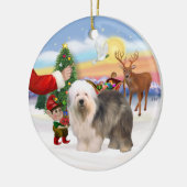 Traktatie voor een oude Engelse herdershond Keramisch Ornament (Links)