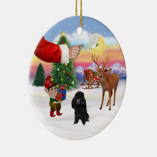 Traktatie voor een zwarte poedel (Speelgoed) Keramisch Ornament (Rechts)