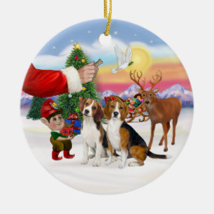 Traktatie voor twee Beagles Keramisch Ornament