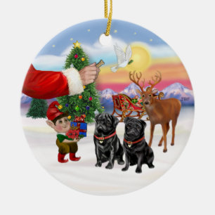 Traktatie voor twee Black Pugs Keramisch Ornament