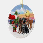 Traktatie voor twee labradors (chocolade + zwart) keramisch ornament (Rechts)