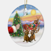 Traktatie voor twee teckels (rood/bruin) keramisch ornament (Links)