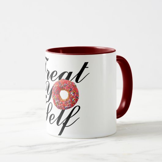 Trakteer jezelf zelf Grappig donut mok ontwerp (Voorkant rechts)