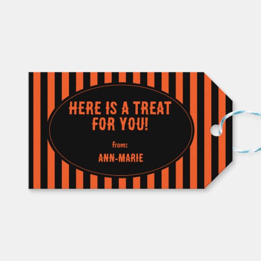 Trakteer op Halloween Cadeaulabel (Voorkant (Horizontaal))