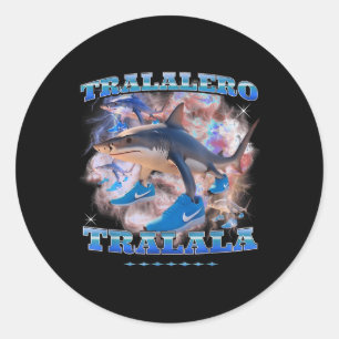 Tralalero Trala Italiaanse Hersenrot Meme Haai met Ronde Sticker