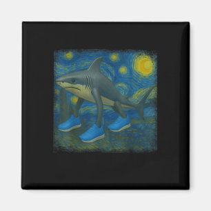Tralalero Tralala Funny Shark Van Gogh Sterrennach Magneet