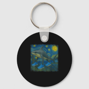 Tralalero Tralala Funny Shark Van Gogh Sterrennach Sleutelhanger