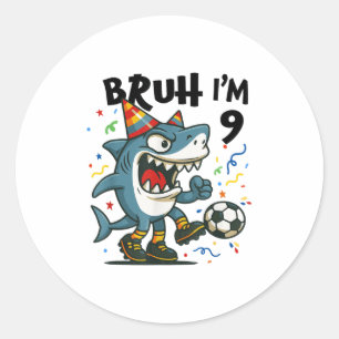 Tralalero Tralala Italiaans Brainrot Boy Voetbal 9 Ronde Sticker