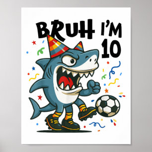 Tralalero Tralala Italiaans Brainrot Voetbal 10e B Poster