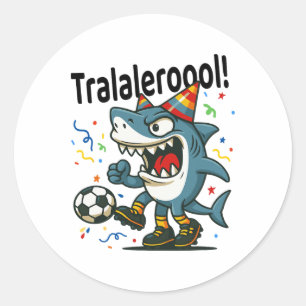 Tralalero Tralala Italiaanse Brainrot Voetbal Verj Ronde Sticker