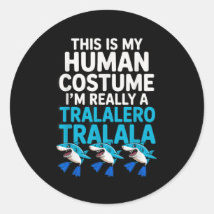 Tralalero Tralala Menselijk Kostuum Grappig Meme H Ronde Sticker