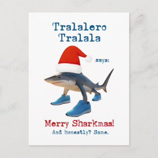 Tralalero Tralala Shark in Santa Hat Feestdagenkaart