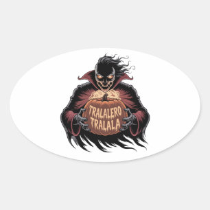 Tralalero Tralala Vampire Pompoen Halloween Ovale Sticker