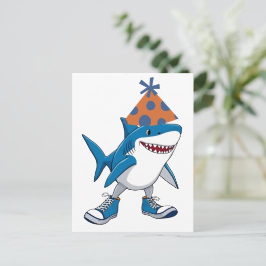 Tralalero Tralala Verjaardag Cartoon Haai Briefkaart (Staand voorkant)