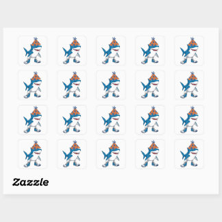 Tralalero Tralala Verjaardag Cartoon Haai Vierkante Sticker