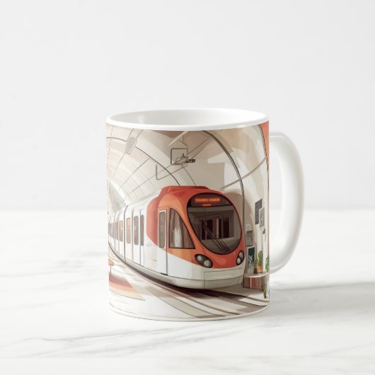 Tram in vintage-stijl, waarschijnlijk geïnspireerd koffiemok (Voorkant rechts)