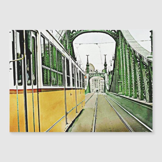 Tram - on bridge - Budapest Magnetic Card (Voorkant)
