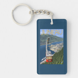 Tram over Juneau, Alaska Vintage Travel Poster Sleutelhanger
