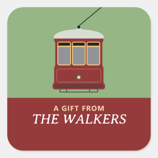 TRAM (ROOD) VIERKANTE STICKER (Voorkant)