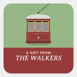 TRAM (ROOD) VIERKANTE STICKER