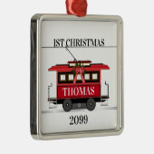 Tram Trolley Streetcar 1e Kerstkerkeepomwille Metalen Ornament (Rechts)