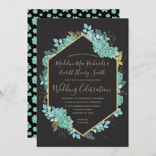 Trame Or Succulente N'importe quel Faire-part de m (Devant / Derrière)