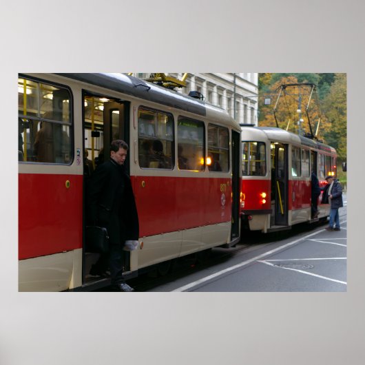 Tramhalte op herfstdag poster (Voorkant)