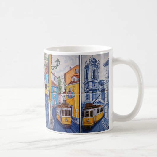 trammug in Lissabon azulejos Koffiemok (Rechts)
