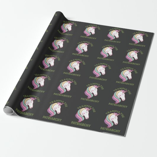 Trample the Patriarchy Unicorn Feminist Cadeaupapier (Uitgerold)
