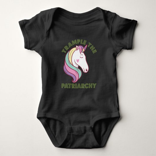 Trample the Patriarchy Unicorn Feminist Romper (Voorkant)