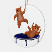 trampolijdende beren keramisch ornament (Links)