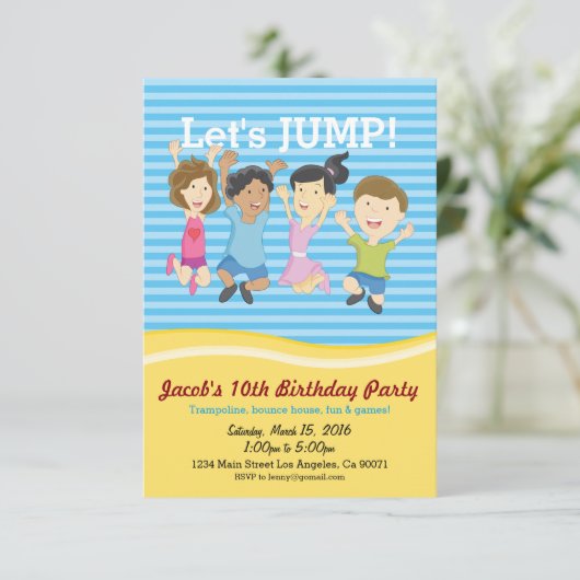 Trampoline Anniversaire Fête Invitation (Debout devant)