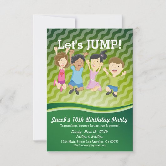 Trampoline Anniversaire Fête Invitation (Devant)