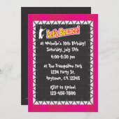 Trampoline Anniversaire Fête Invitation rose (Devant / Derrière)