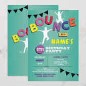 Trampoline Anniversaire Invitation Jump Bounce Par (Devant / Derrière)