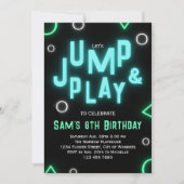 Trampoline Anniversaire Invitation Neon Jump Party (Devant)