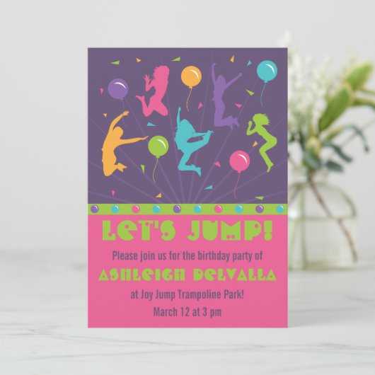 Trampoline Anniversaire Invitations pour les fille (Debout devant)