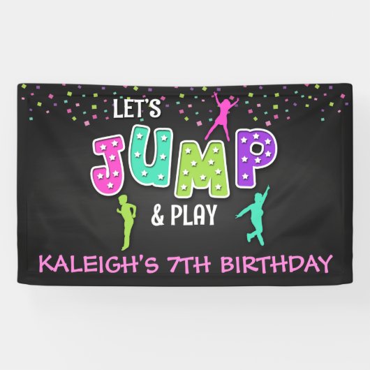 Trampoline Birthday Banner - Girl (Horizontaal)