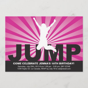Trampoline Birthday Party Invitation for a Girl Kaart