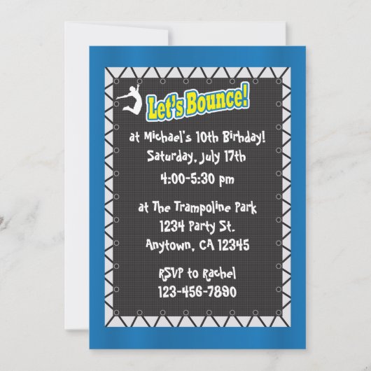 Trampoline Birthday Party Invitation Kaart (Voorkant)