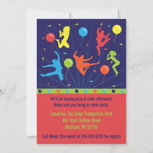 Trampoline Birthday Party nodigt jongens en meisje Kaart (Achterkant)