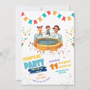 Trampoline Feest Uitnodiging, Spring & Stuit Feest Kaart