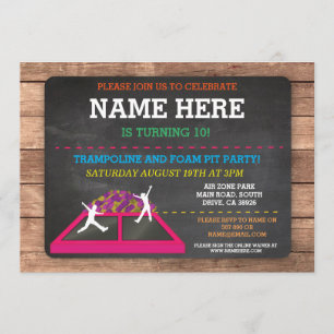 Trampoline Foam Pit Jump party Invitation d'annive