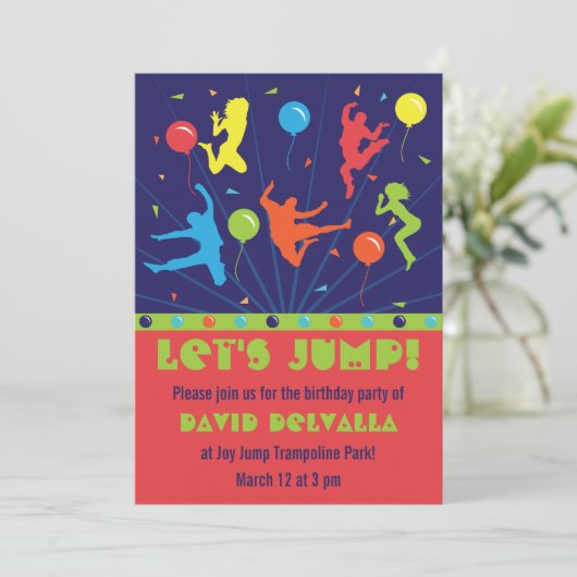 Trampoline Invitations de fête d'anniversaire garç (Debout devant)