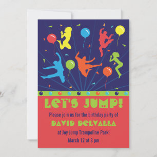 Trampoline Invitations de fête d'anniversaire garç